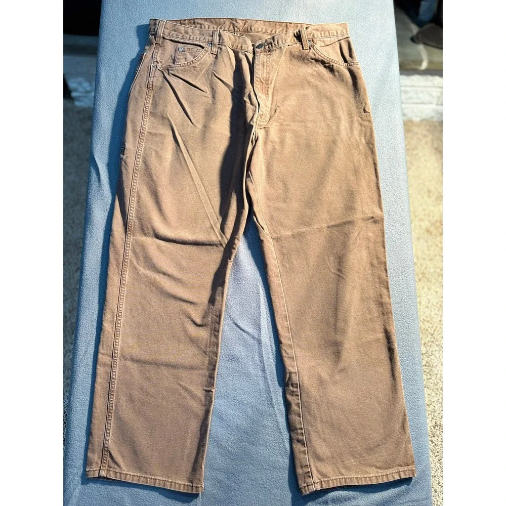 Dickies Carpenter Pants Jeans Mens 40x30 Brown Canvas Workwear Utility Cargo